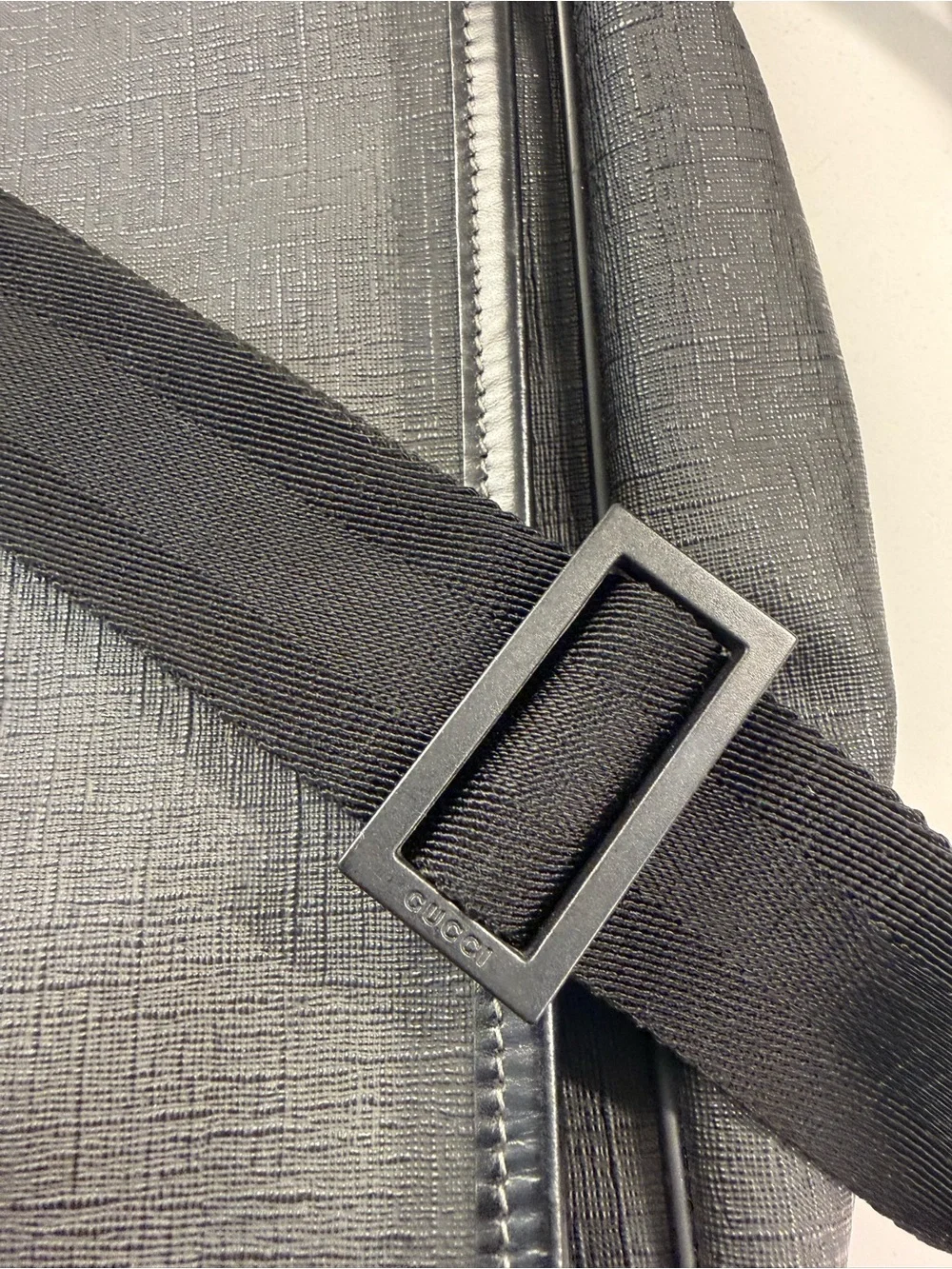 Gucci Black Leather Crossbody Briefcase with Debossed GG